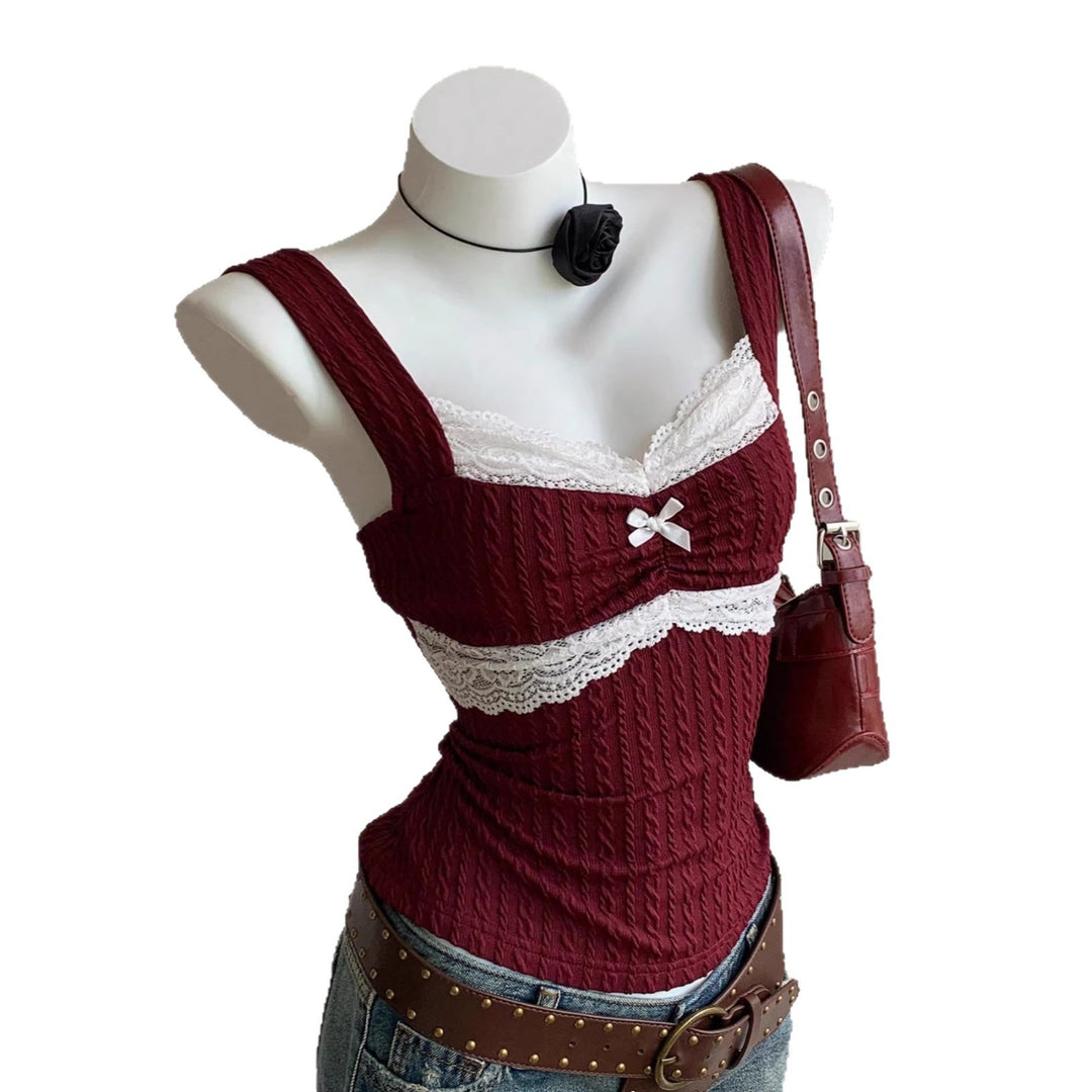 Damen Spitzen-Detail Top EB