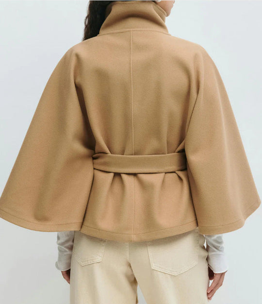 EB | Stehkragen Knopf Gürtel Cape Trenchcoat
