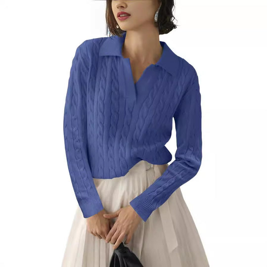 Damen Poloshirt mit Strickmuster und kontrastierenden Akzenten EB