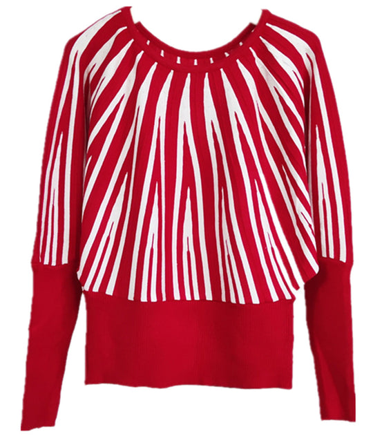 Damen modischer Pulli mit vertikalem Streifenmuster EB