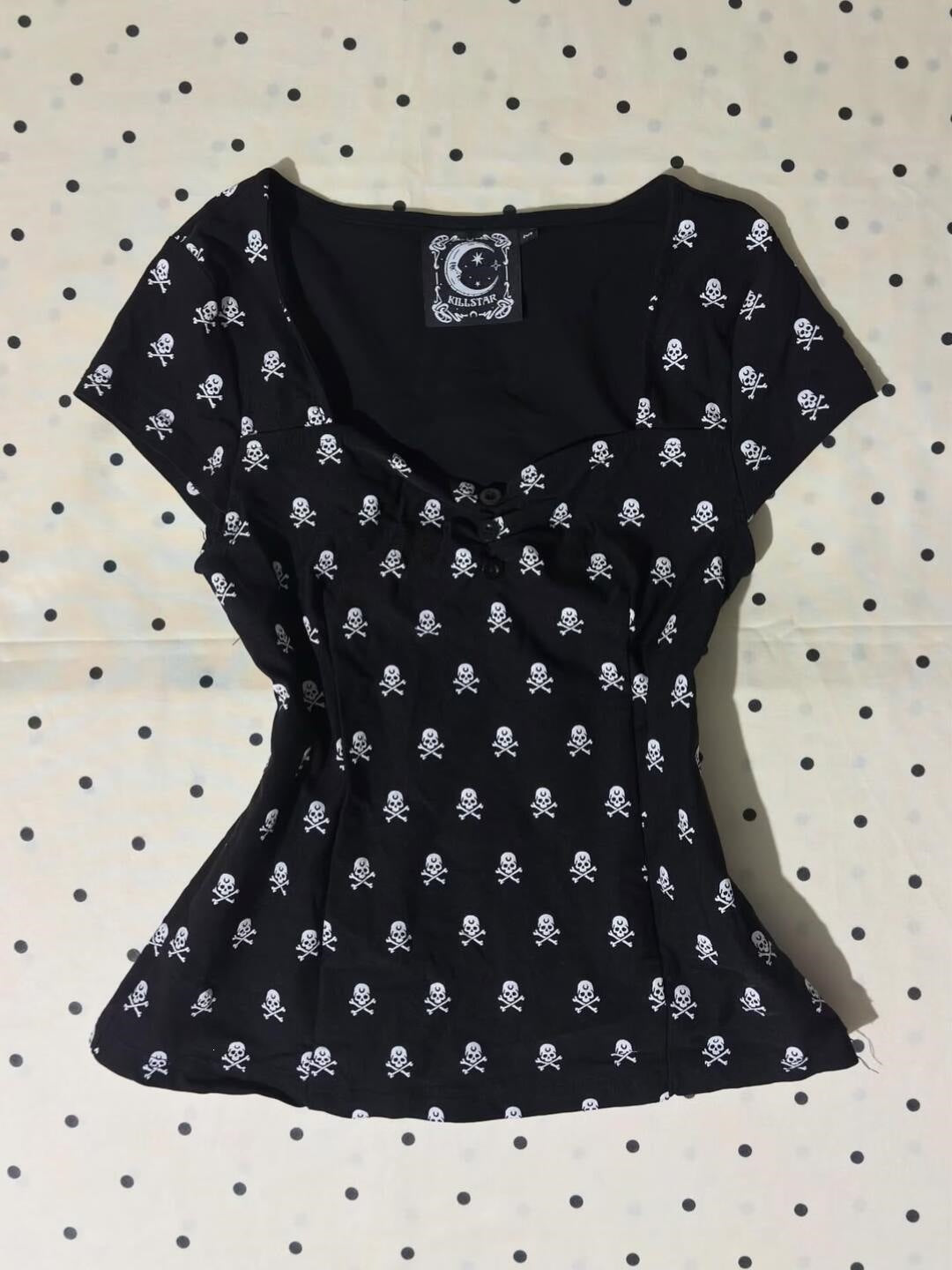 Damen Baumwollshirt mit Totenkopf-Muster EB