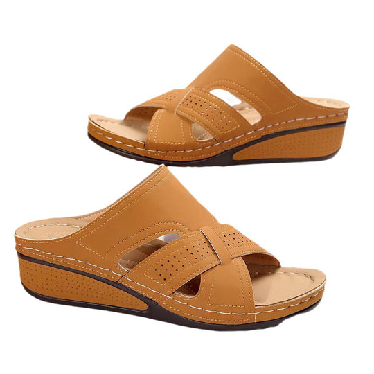 Damen Komfortable Wedge-Sandalen mit atmungsaktiven Riemen EB