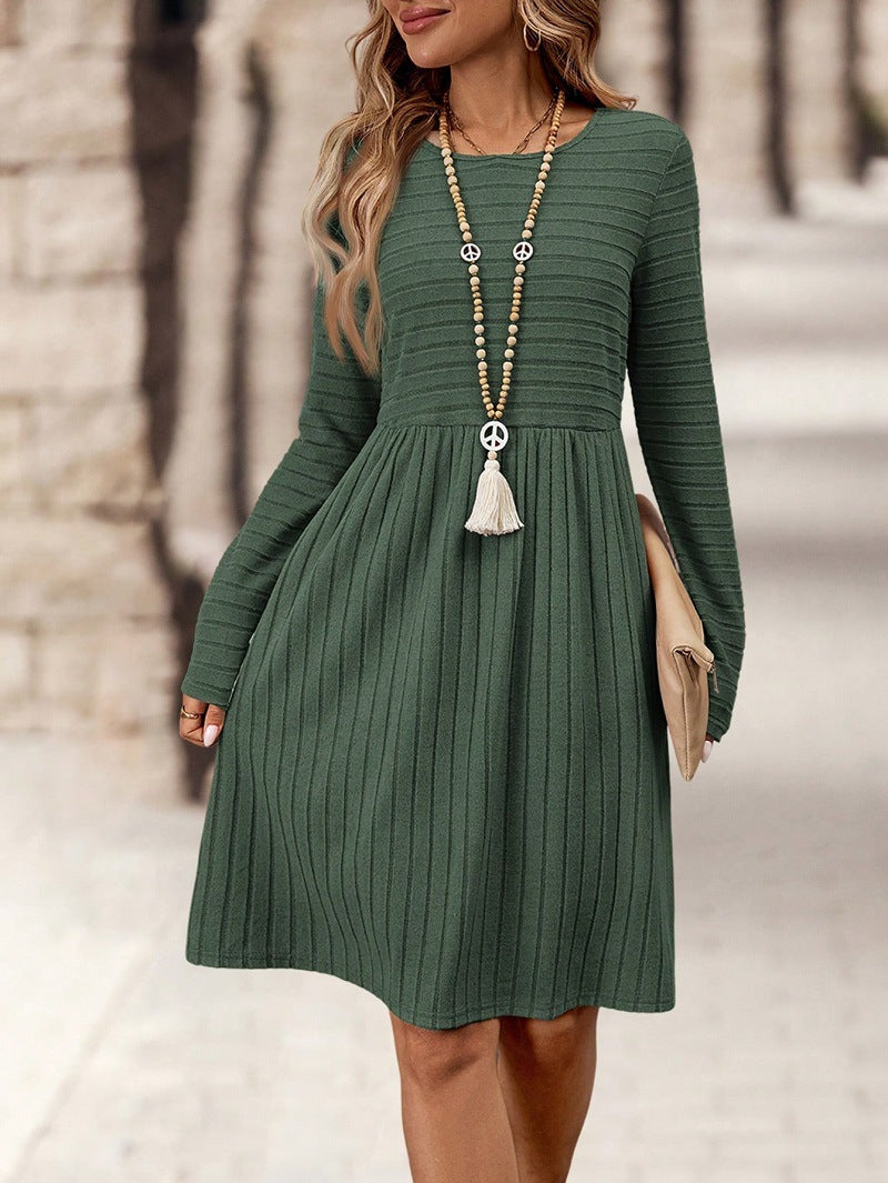 Damen Strickkleid mit Langen Ärmeln und Schmeichelndem Taillenschnitt EB