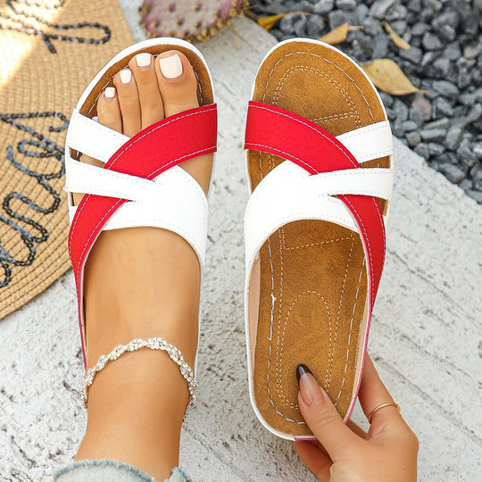 Damen Clogs mit modischen Überkreuz-Riemen und komfortablem Fußbett EB
