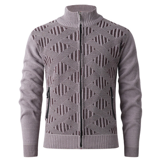 Herren Strickjacke mit strukturiertem Design und modernem Reißverschluss EB