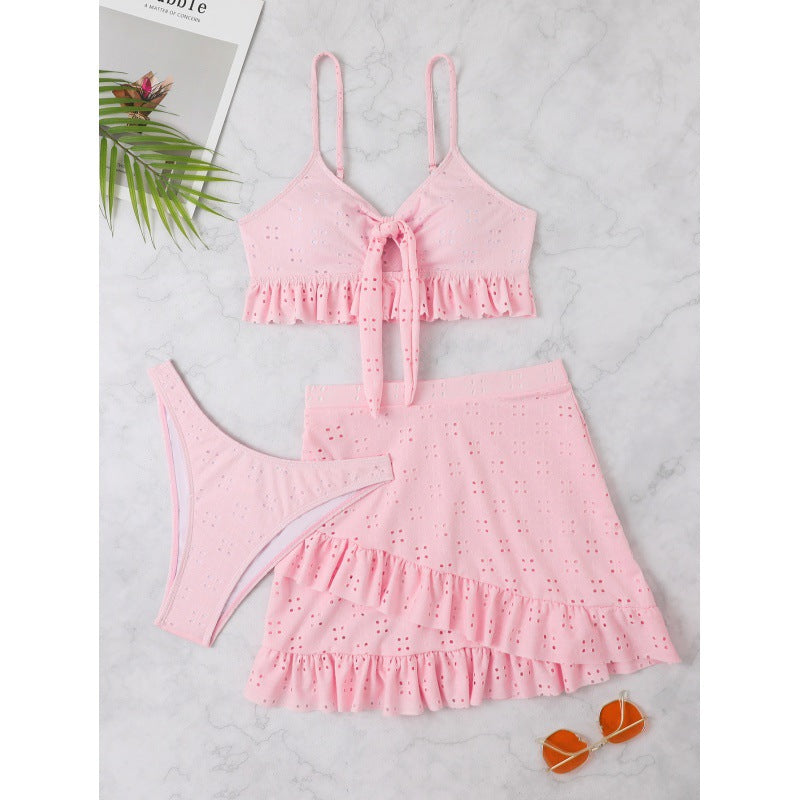 Damen Bikini-Set mit Oberteil und rüschigem Rock EB