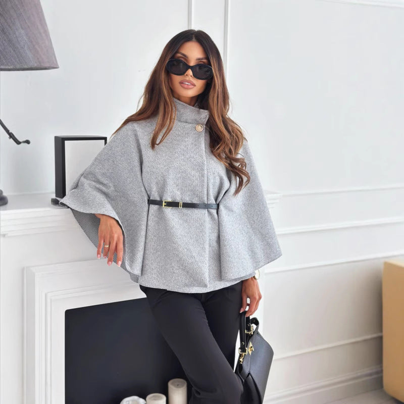 Damen modische Umhängejacke mit stylischem Gürteldetail EB