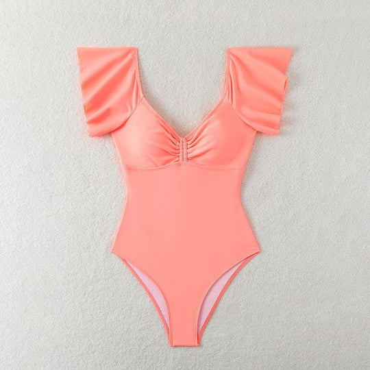 Damen eleganter einteiliger Badeanzug mit Rüschen EB