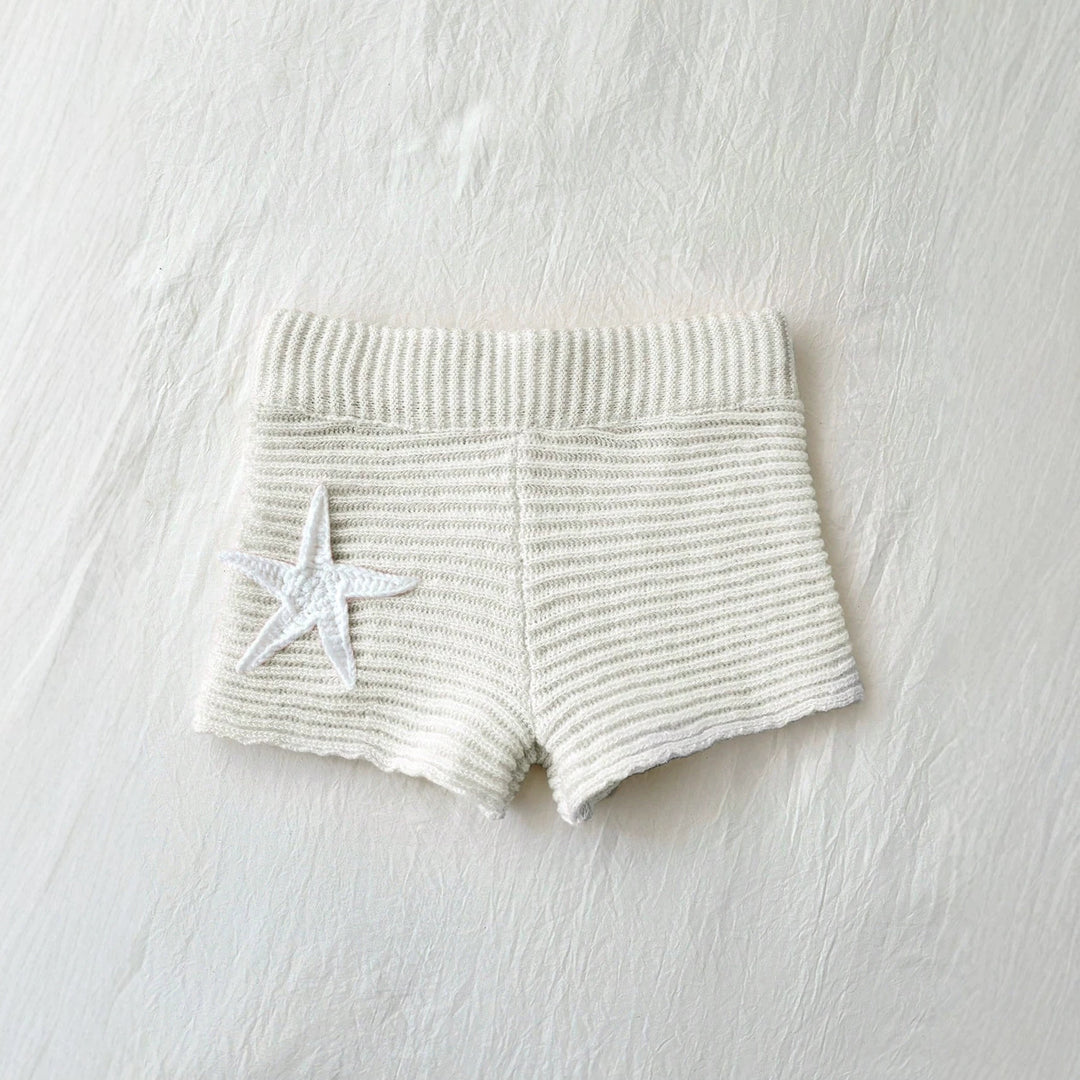 Damen kurze Strickshorts mit maritimer Applikation EB