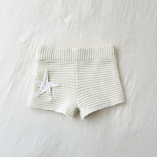 Damen kurze Strickshorts mit maritimer Applikation EB