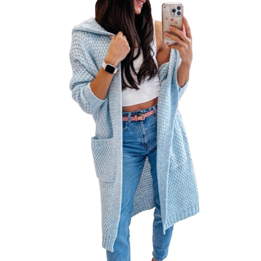 Damen Strickmantel mit luftiger Maschenstruktur und praktischen Taschen EB