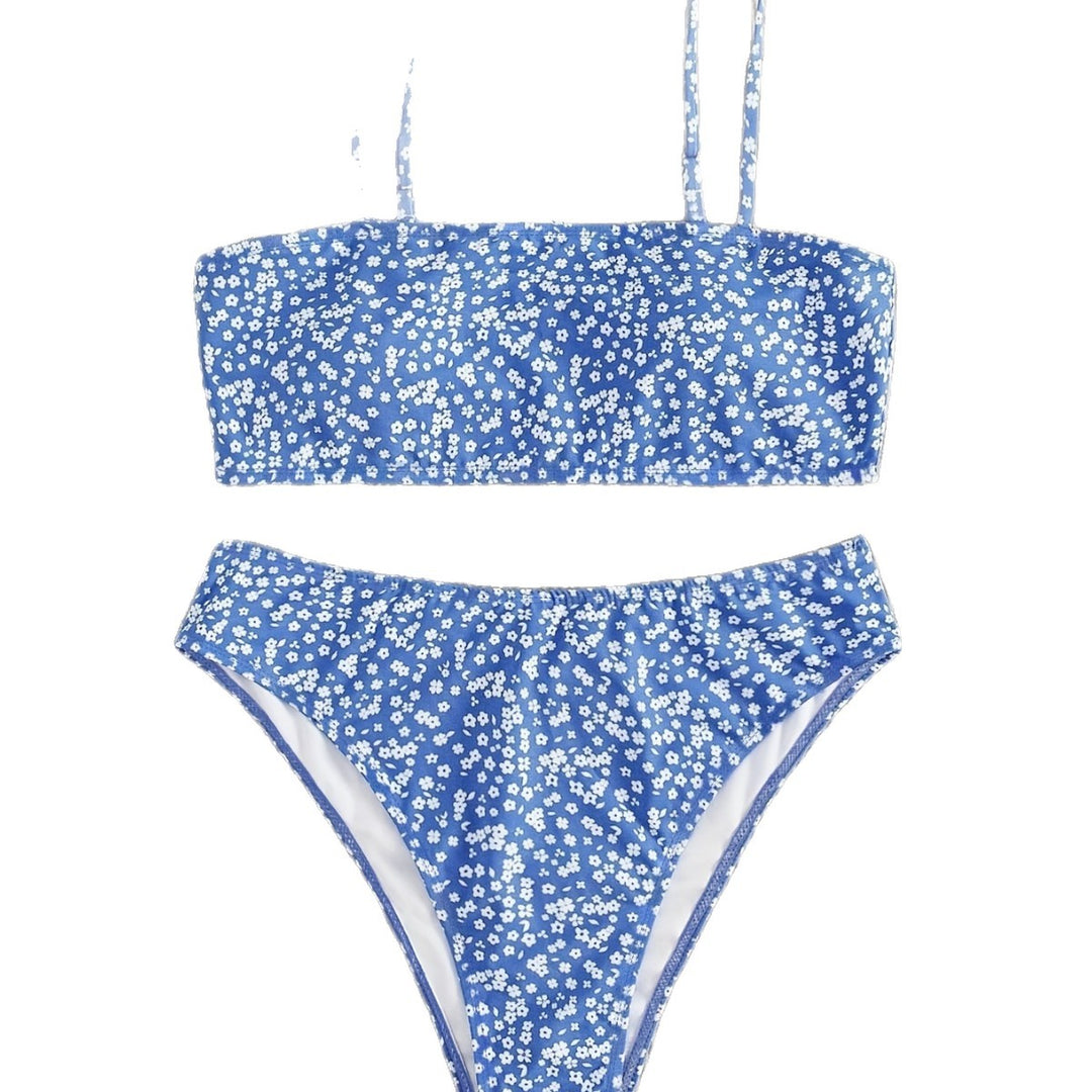 Damen Bandeau-Bikini mit verstellbaren Trägern und floralem Design EB