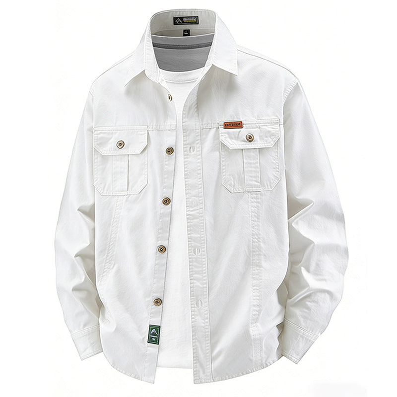 Herren nan leichte Overshirt-Jacke mit Klappbrusttaschen und klassischem Hemdkragen EB