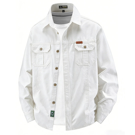 Herren nan leichte Overshirt-Jacke mit Klappbrusttaschen und klassischem Hemdkragen EB