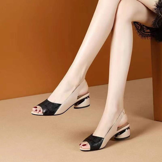 Damen elegante Sling-Pumps mit modischem Blockabsatz und dezenter Fußbettdämpfung EB