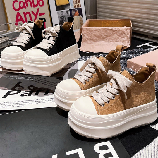 Damen Sportliche Chunky Sneakers mit hohem Plateau und atmungsaktiver Oberflächenstruktur EB