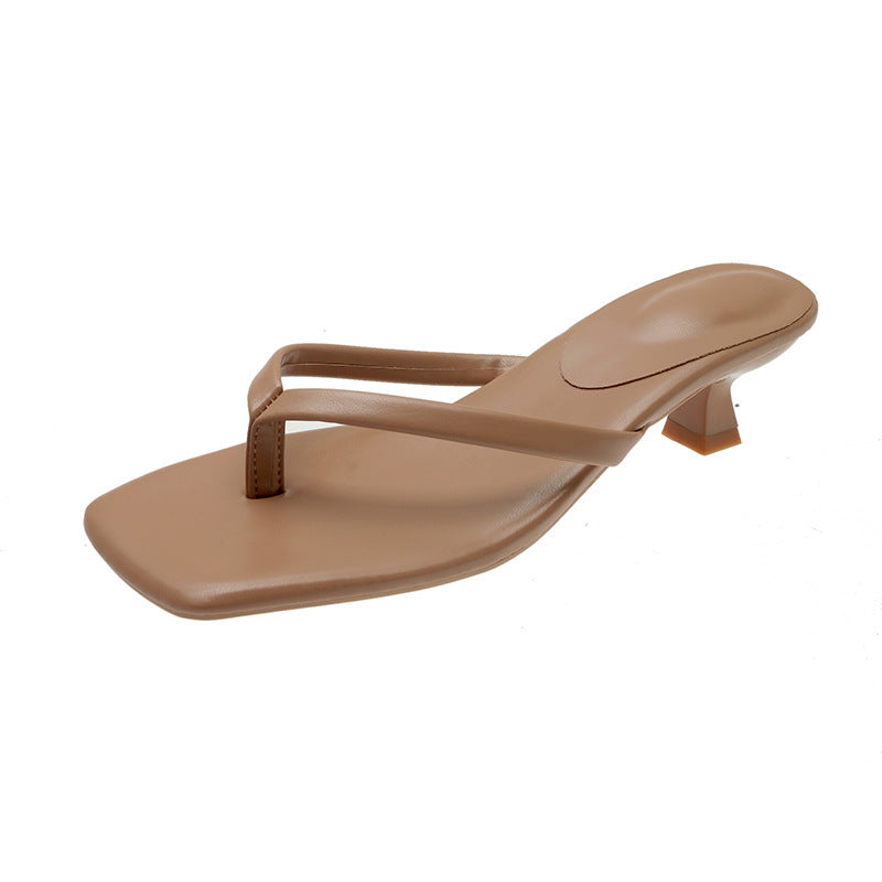 Damen Minimalistische Zehentrenner-Sandalen mit elegantem Absatz EB