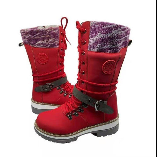 Damen robuste Winterstiefel mit hochschließendem Design und modischen Akzenten EB