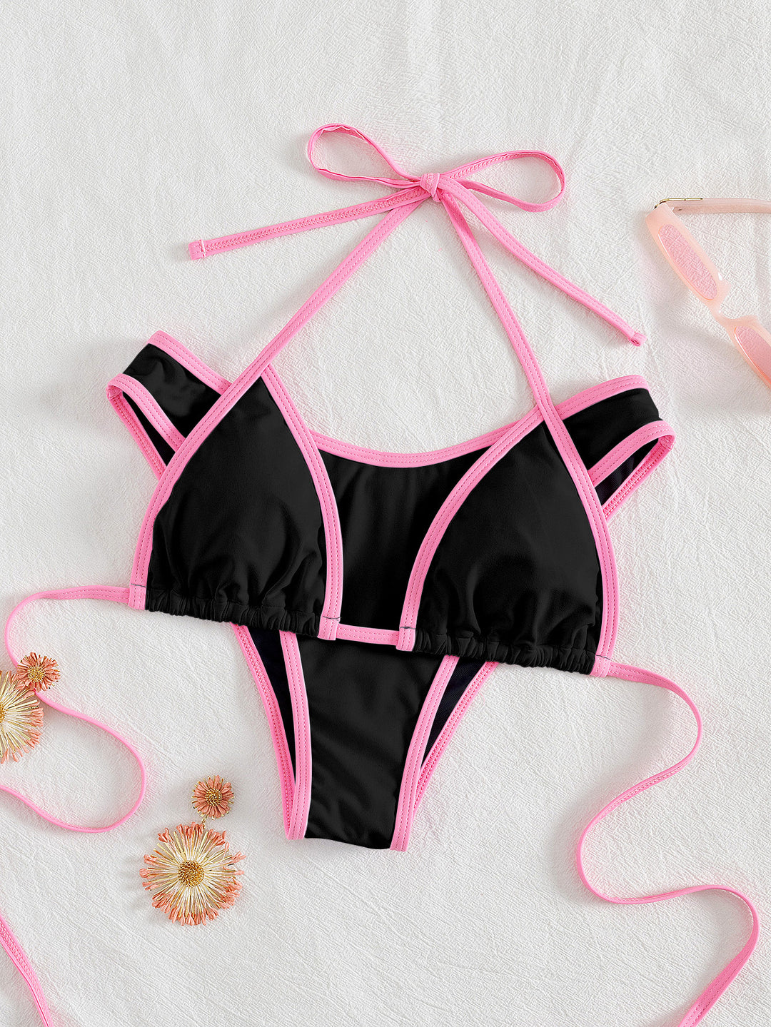 Damen Triangel-Bikini mit aufregendem Streifen-Design EB