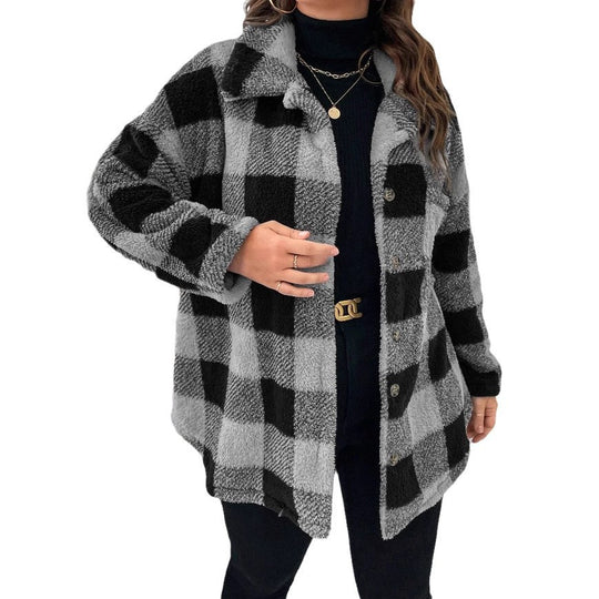 Damen Fließende Karierte Overshirt EB