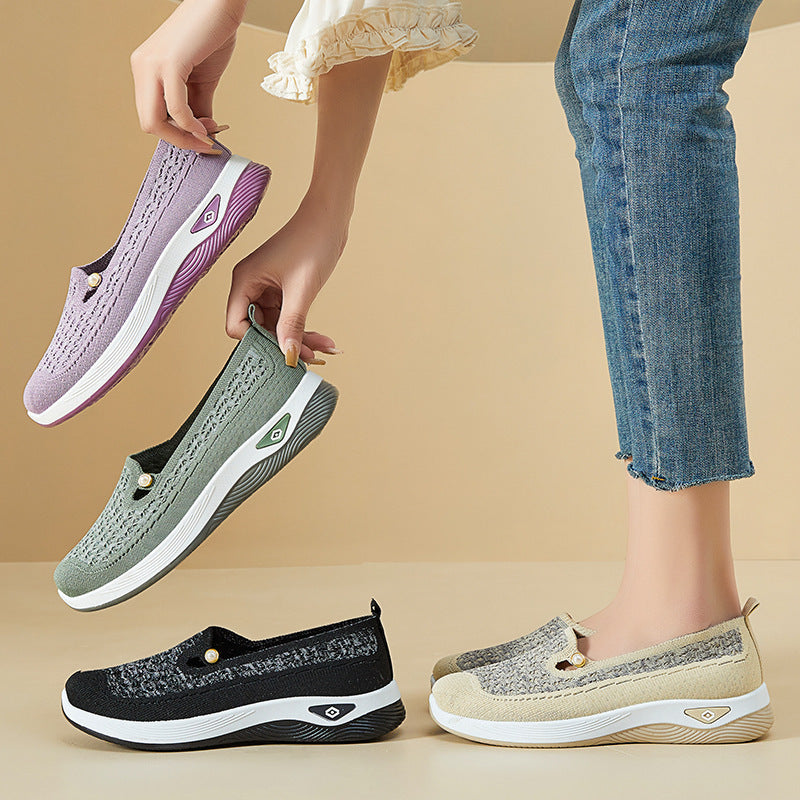 Damen Bequeme Slip-On Schuhe mit luftdurchlässigem Obermaterial und flexiblem Sohlendesign EB