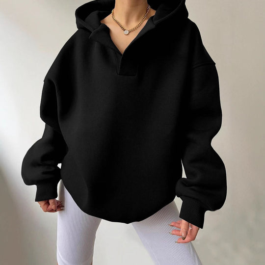 Damen Oversized Kapuzenpullover mit einzigartigem Kragen EB