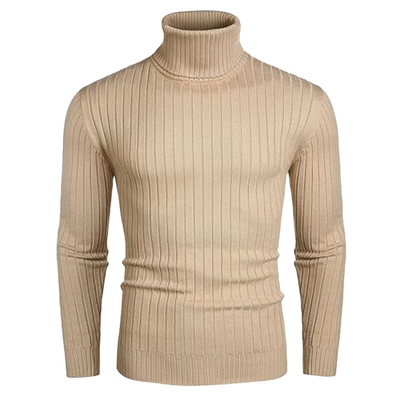 Herren Rollkragenpullover aus elastischem Strickmaterial mit feinem Rippendesign EB