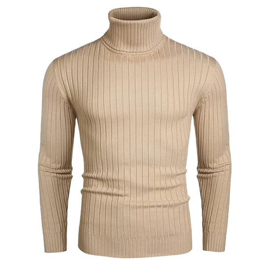 Herren Rollkragenpullover aus elastischem Strickmaterial mit feinem Rippendesign EB