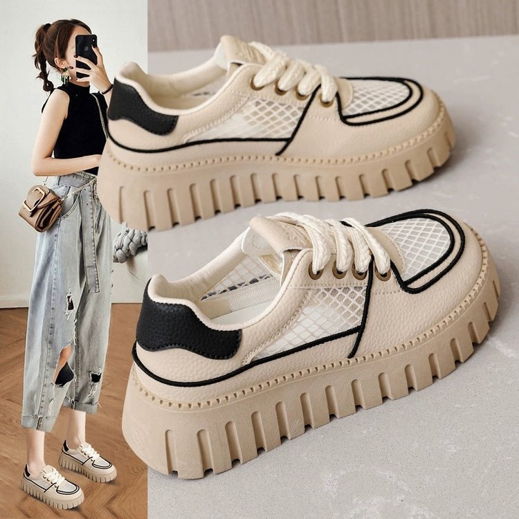 Damen Trendige Plateau Sneakers mit atmungsaktivem Netzdesign EB