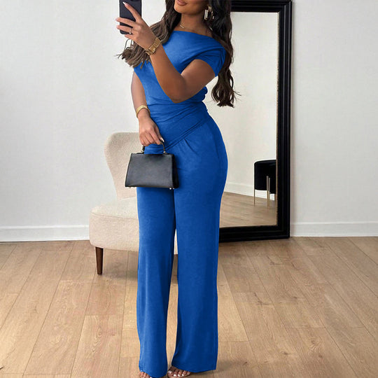 Damen Eleganter Overall mit Wickeldesign und weitem Bein EB