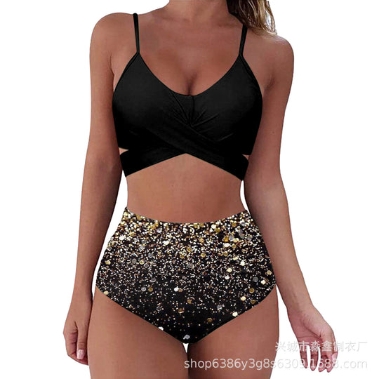 Damen Crop-Top Bikini-Set mit geflochtenem Design EB