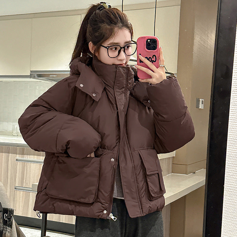 Damen Kurze isolierte Pufferjacke mit praktischen Taschen EB
