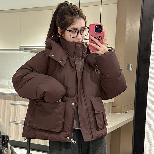 Damen Kurze isolierte Pufferjacke mit praktischen Taschen EB