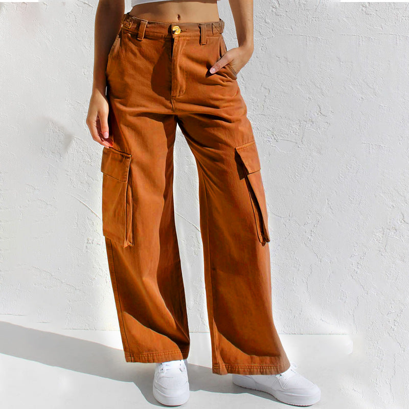 Damen Cargo-Hose mit weitem Bein und praktischen Taschen EB