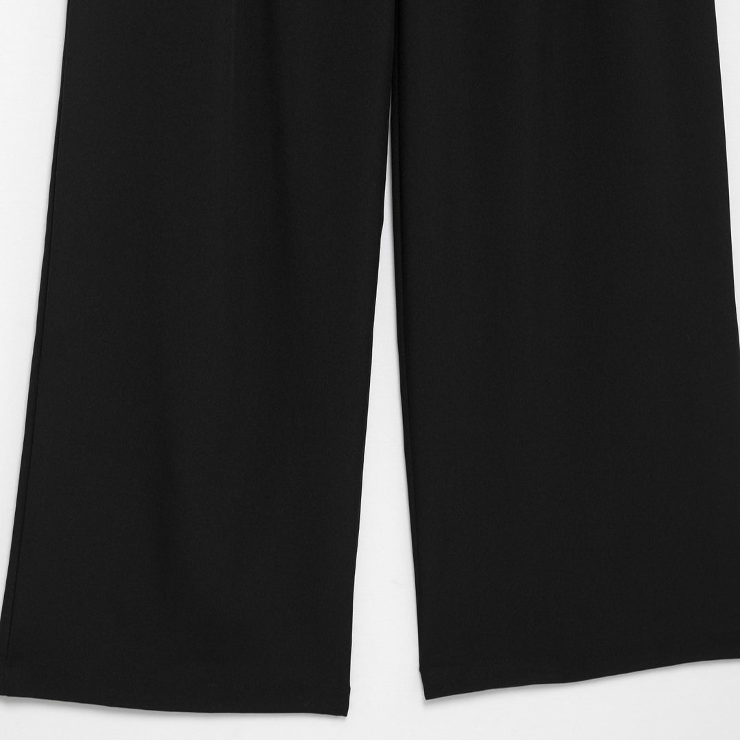 Damen weit geschnittene High-Waist-Stoffhose EB