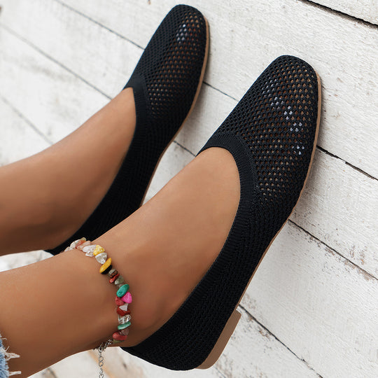 Damen Atmungsaktive Ballerinas mit modernem Lochdesign EB