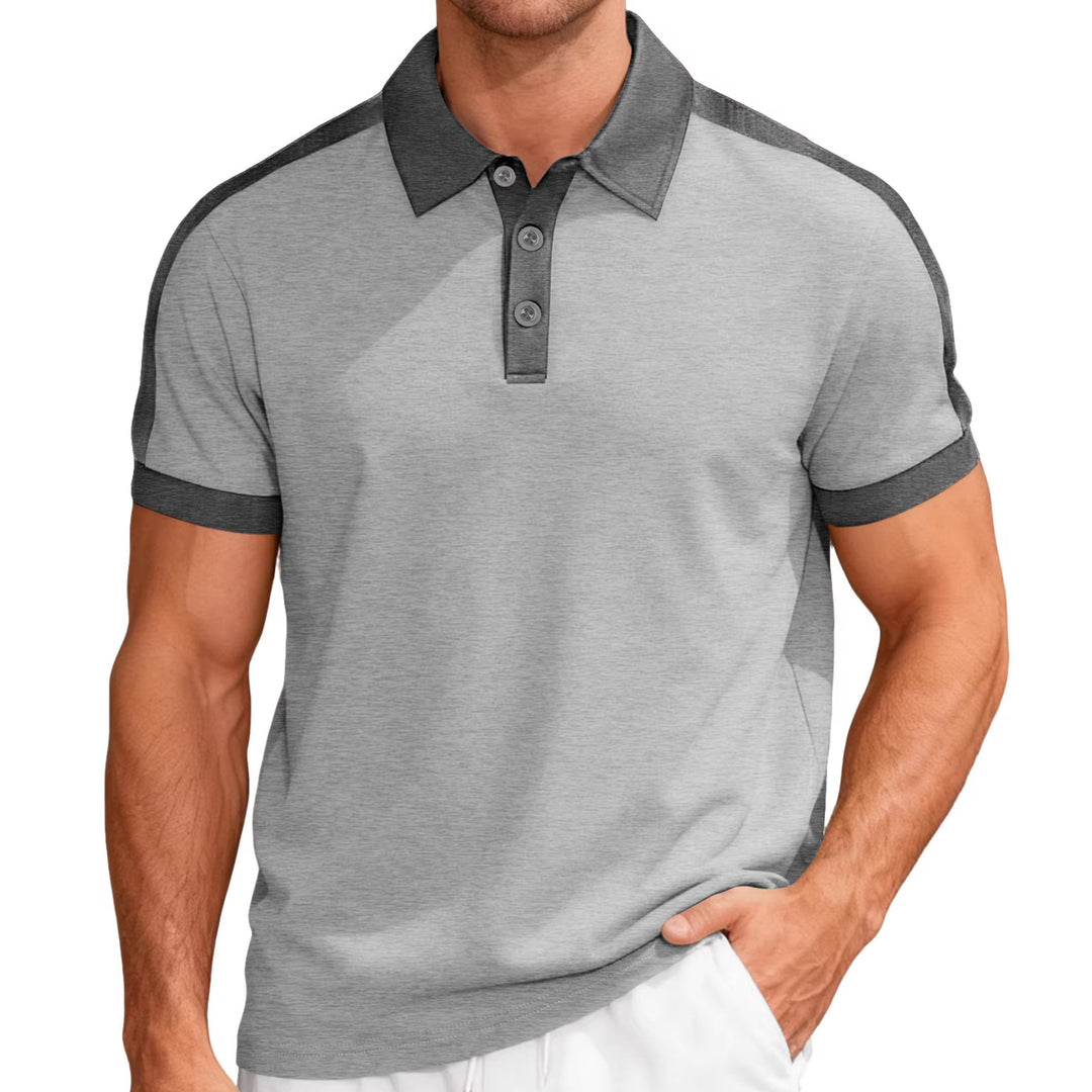 Herren nan Premium-Polo im Retro-Kontrastlook mit Hemdkragen und Dreiknopfleiste EB