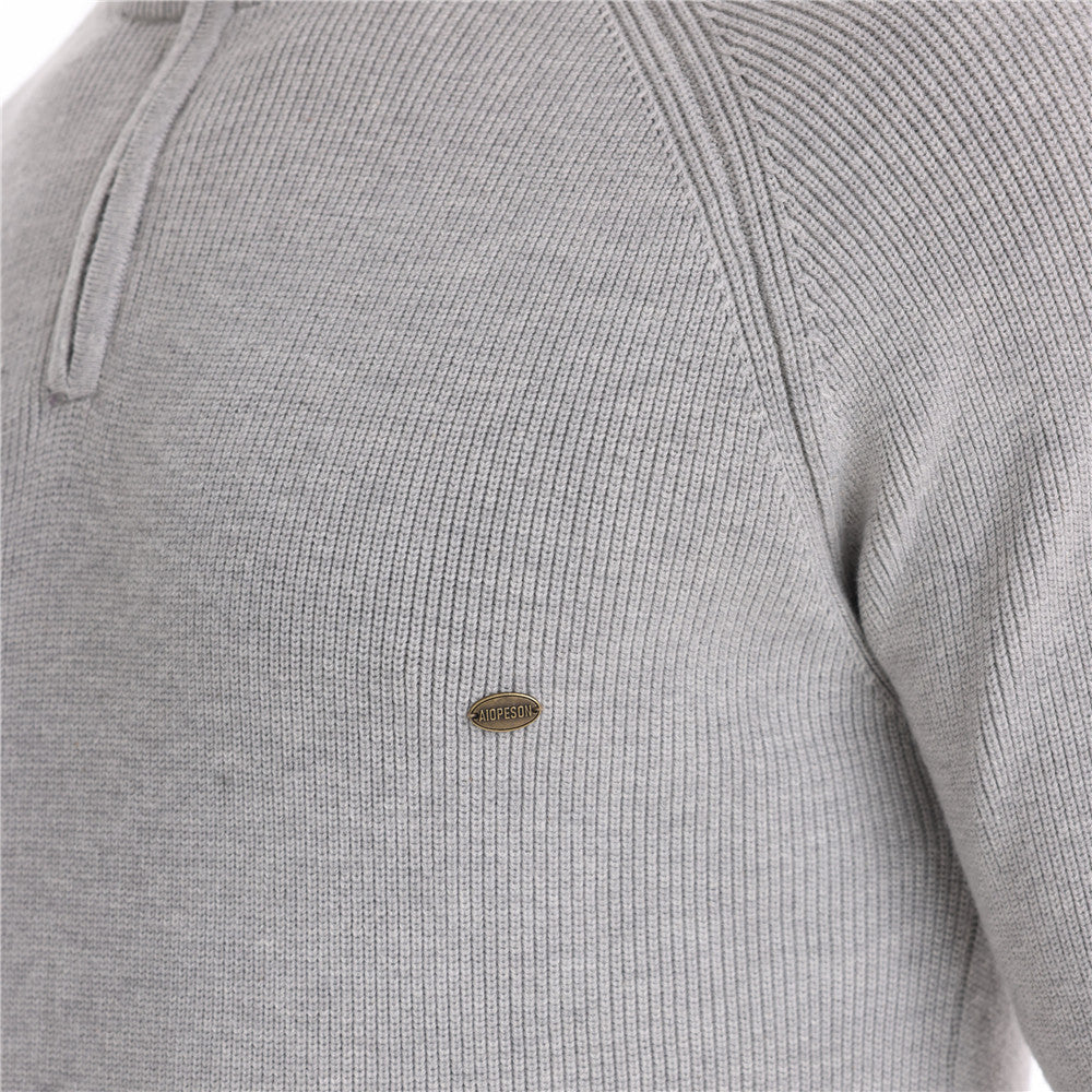 Herren Strickpullover mit halbem Reißverschluss und sportlichen Details EB