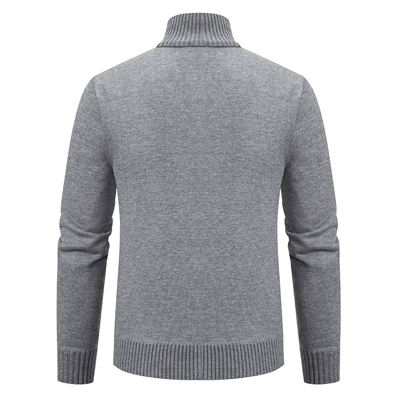 Herren Strickjacke mit modernem Zipper und hohem Kragen EB