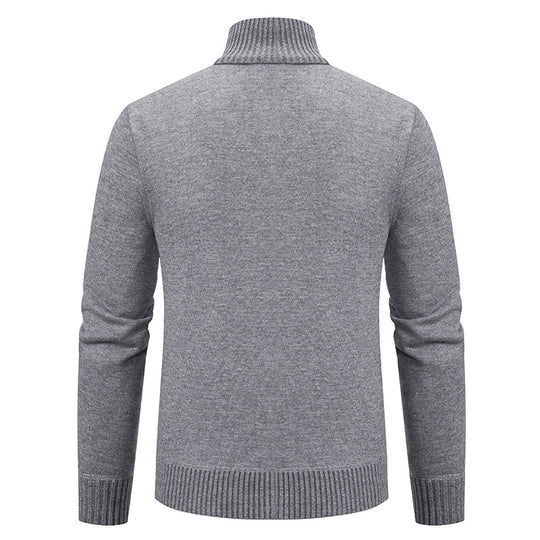 Herren Strickjacke mit modernem Zipper und hohem Kragen EB