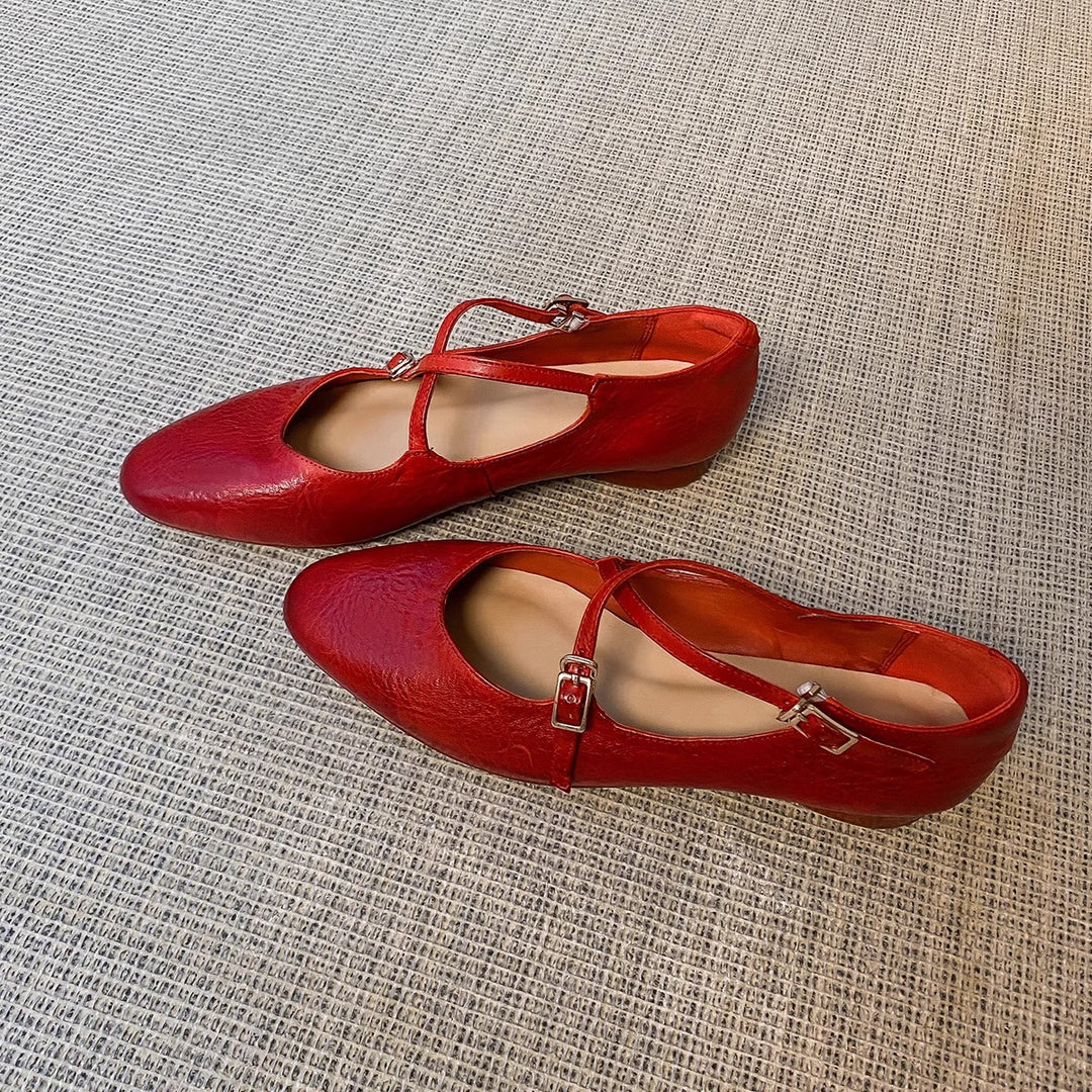 Damen Ballerinas mit kreuzförmigem Riemen und eleganter Spitze EB