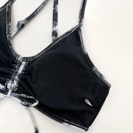 Damen Bikini-Set mit kurzem Höschen und transparentem Strandkimono EB