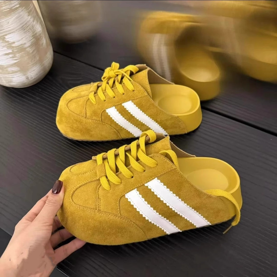 Damen Clogs im sportlichen Design mit hochwertigem Wildleder und klassischer Schnürung EB