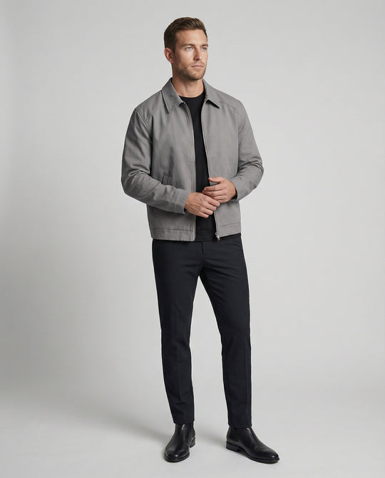 Herren kastige Zip-Jacke mit Hemdkragen und minimalistischen Teilungsnähten EB