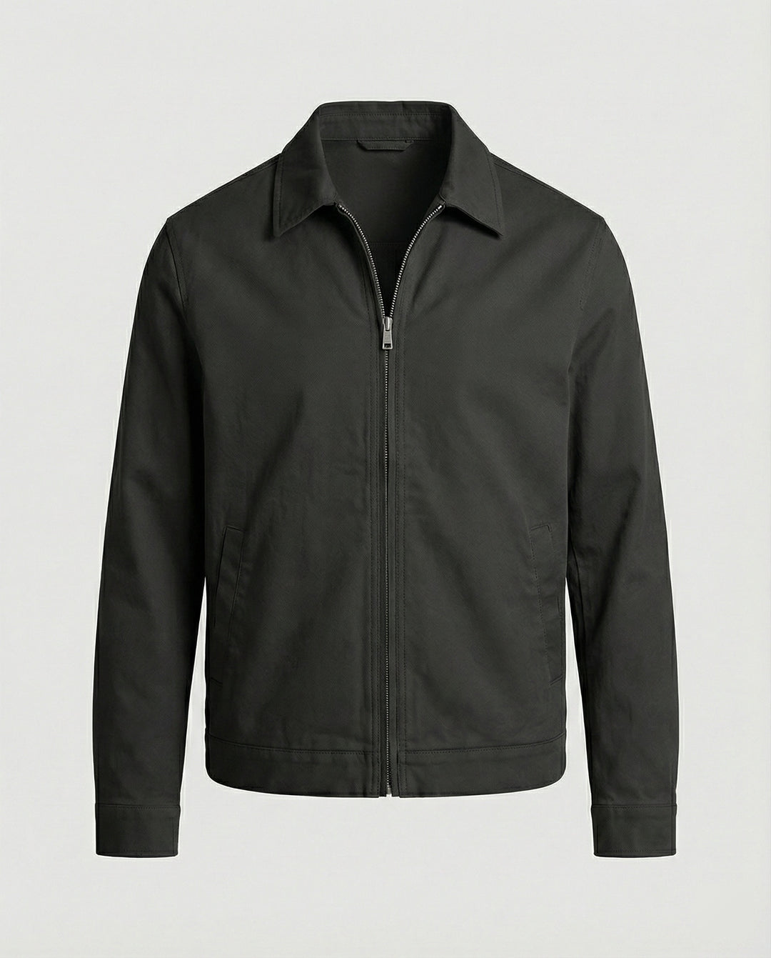 Herren kastige Zip-Jacke mit Hemdkragen und minimalistischen Teilungsnähten EB