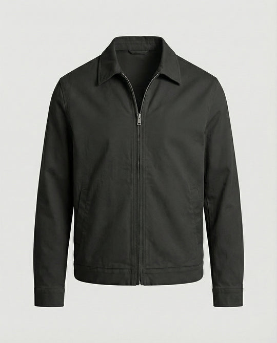 Herren kastige Zip-Jacke mit Hemdkragen und minimalistischen Teilungsnähten EB