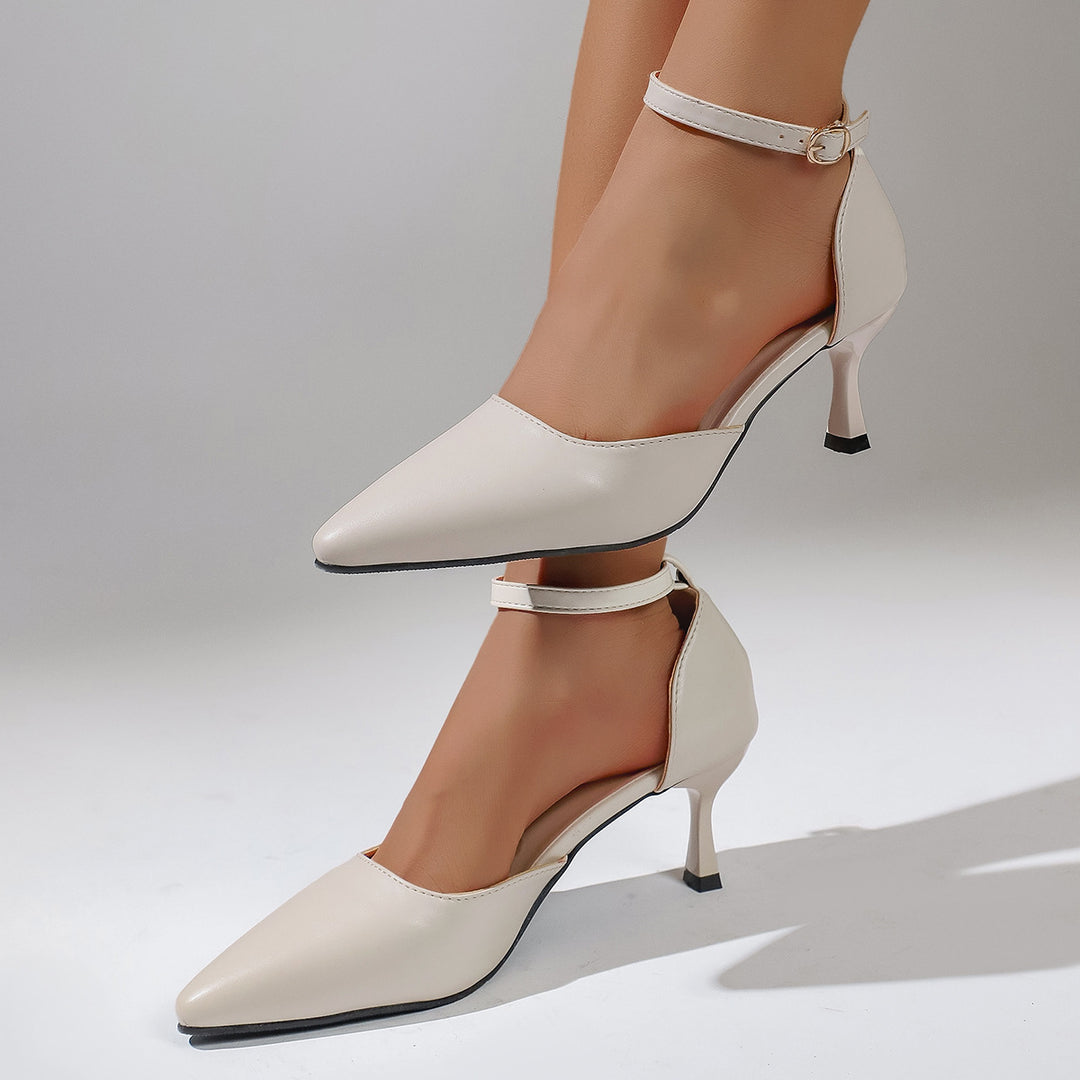 Damen elegante Slingback-Pumps mit schmalem Absatz und modischem Knöchelriemen EB