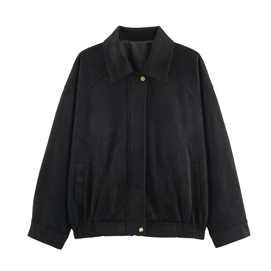 Damen modische Wildlederjacke mit eleganter Silhouette EB