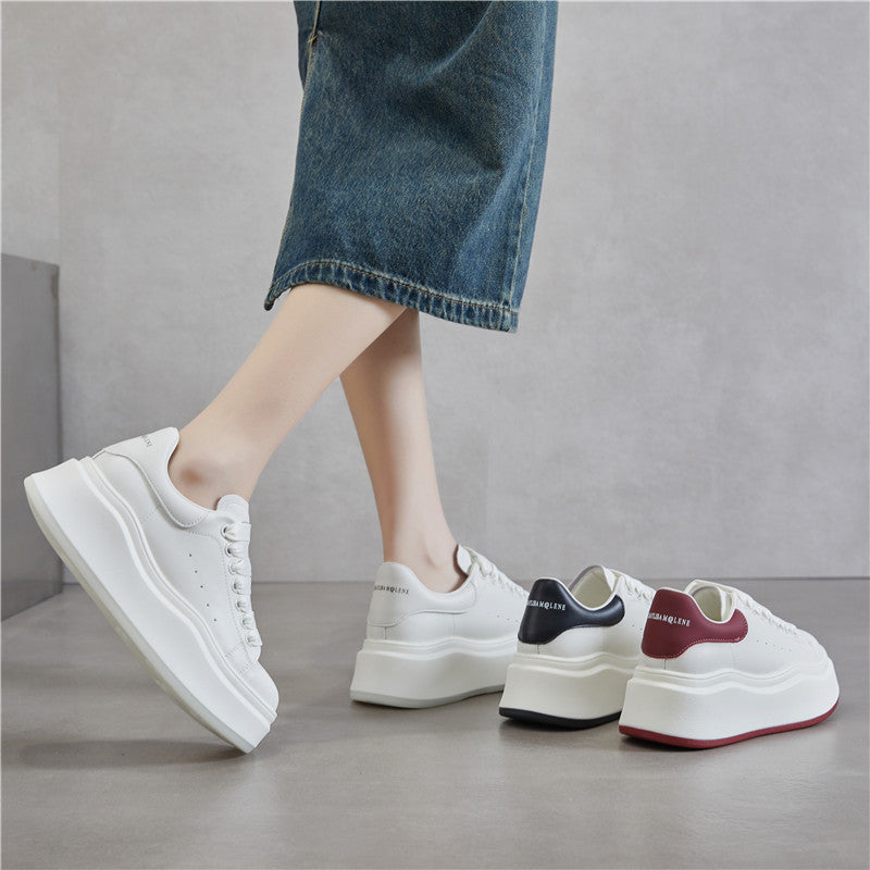 Damen Modische Plateau Sneakers mit elastischen Schnürsenkeln und trendiger Silhouette EB