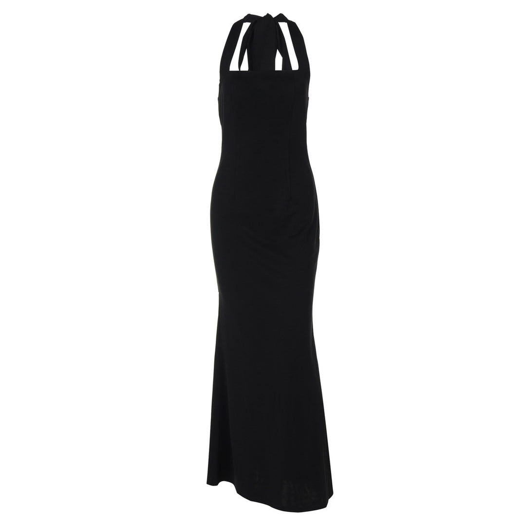 Damen Elegantes Maxikleid mit quadratischem Ausschnitt und figurbetonter Silhouette EB